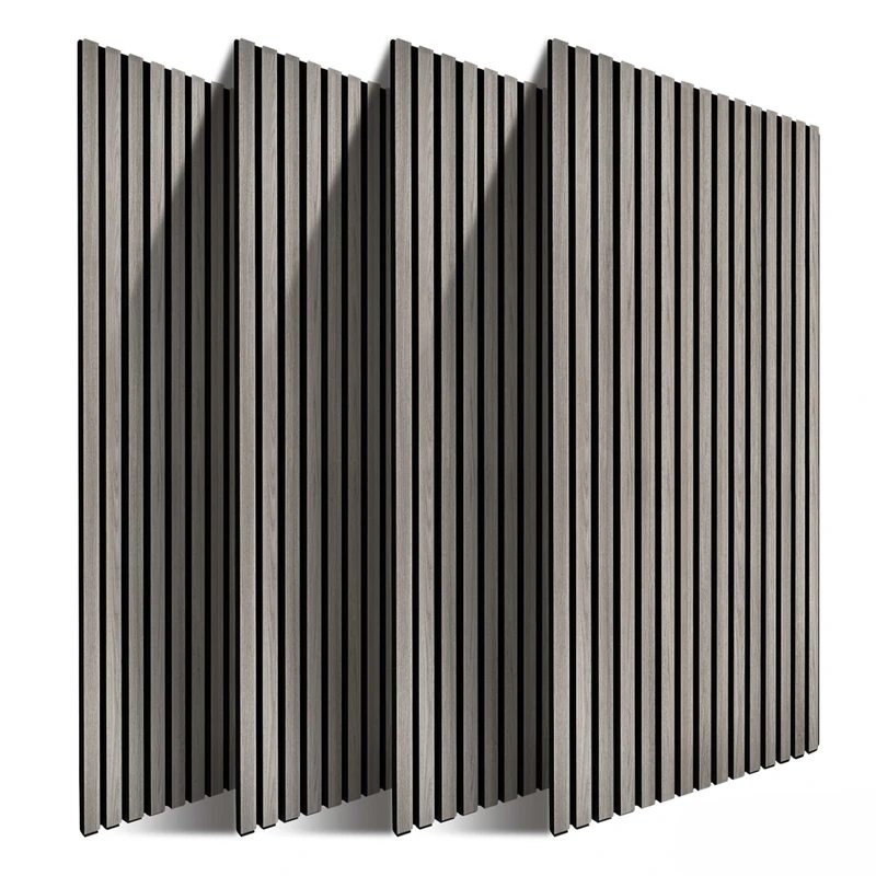 Relaxdays acoustic panels, set of 4, 120 x 60 cm, sound absorption & wall covering, oak veneer, dark grey