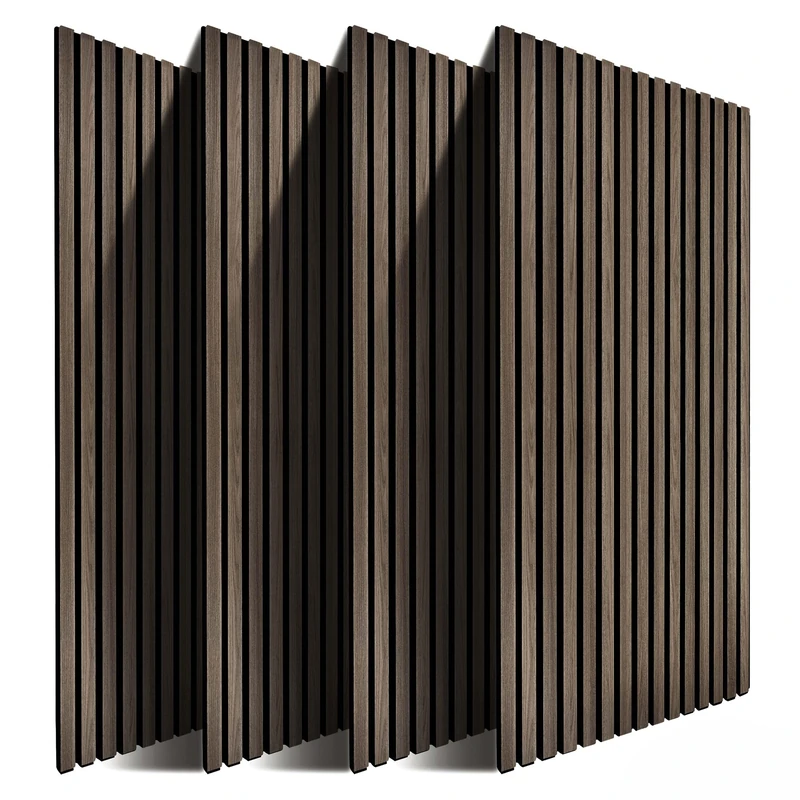 Relaxdays acoustic panels, set of 4, 120 x 60 cm, noise reduction & wall covering, oak veneer, dark brown