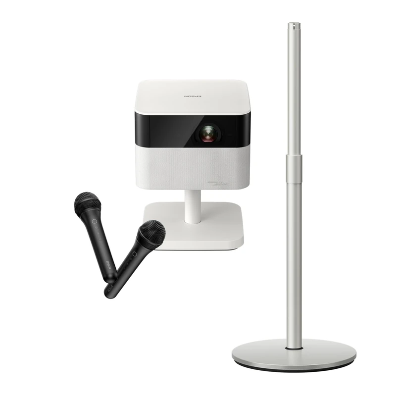 Epson Lifestudio Flex EF-71 Diamond White + Epson ELPKM01 Wireless Mic Set + Floor Stand ELPFS01 for Lifestudio Flex Projectors - Image 1