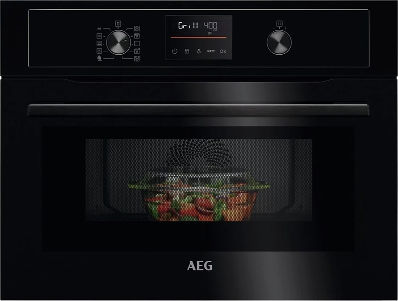 AEG 5000 Series Integrated Built-In Combi Microwave Oven, 41 L Capacity, KOX36506GB, CombiAir Hot Air + 1000 W Microwave, Grill Function, 30–250°C, 455x595x567 mm, Black