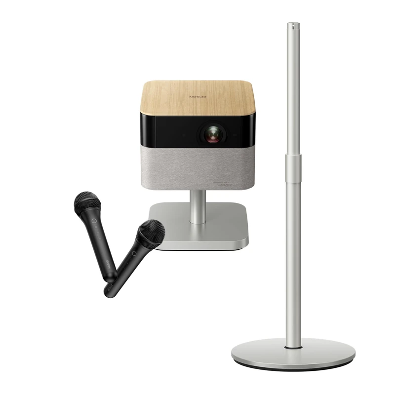 Epson Lifestudio Flex Plus EF-72 Oak + Epson ELPKM01 Wireless Mic Set + Floor Stand ELPFS01 for Lifestudio Flex Projectors - Image 1