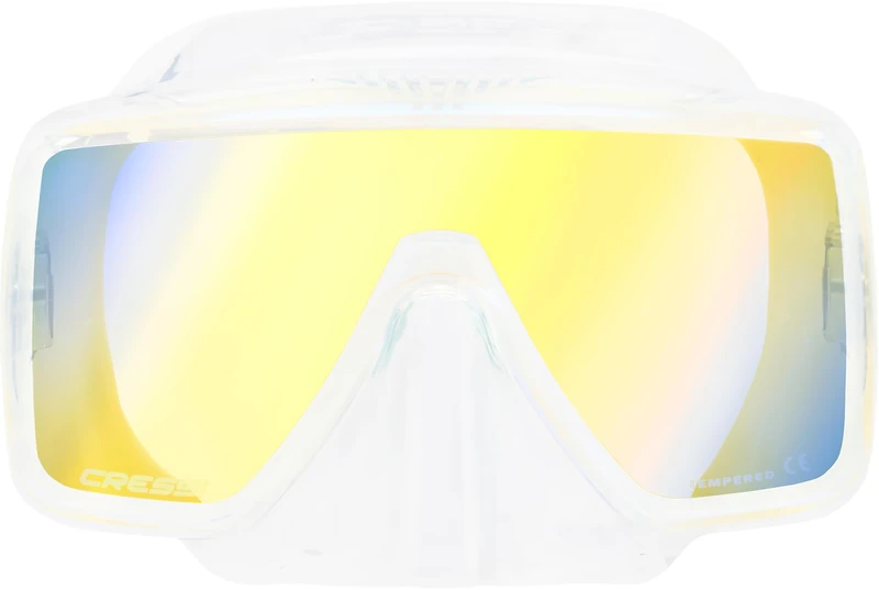 Cressi since 1946 - SF1 Mask - Frameless Square Mask with Tempered Lens ideal for Freediving and Snorkelling-Clear_380 UV Yellow/Blue Lens-One Size Unisex