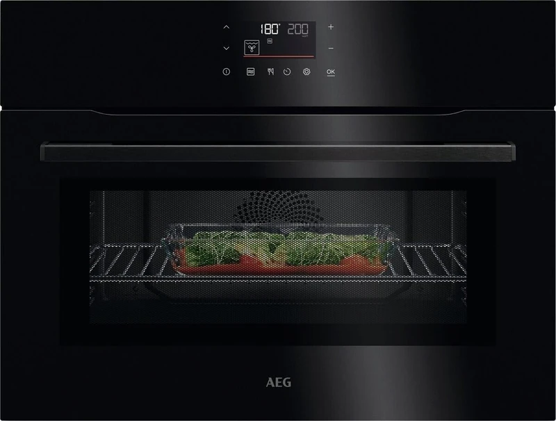AEG 6000 Series Integrated Built-In Combi Microwave Oven, 44 L Capacity, OK6NK40PK, CombiQuick, Hot Air Convection + 1000 W Microwave, WiFi Connectivity, 30–230°C, Black