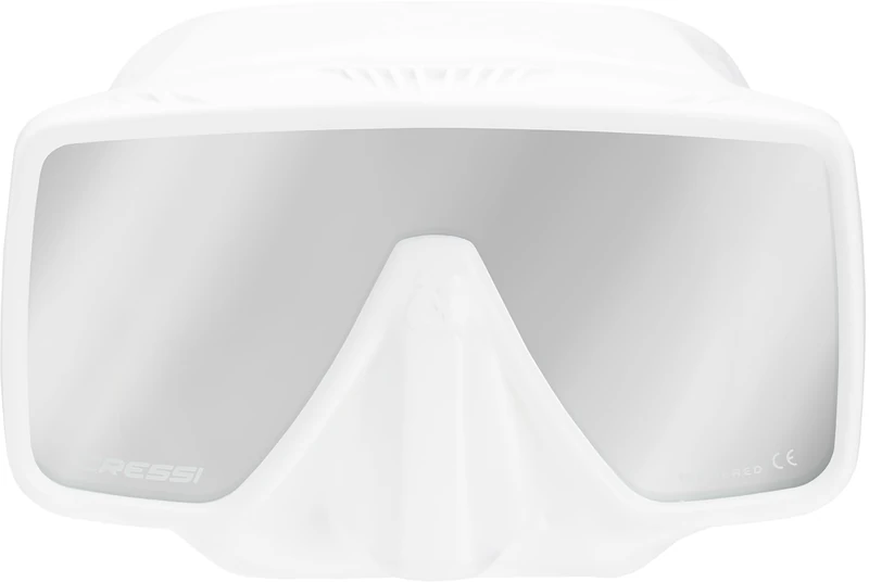 Cressi since 1946 - SF1 Mask - Frameless Square Mask with Tempered Lens for Freediving and Snorkelling-White_Spectra Mirrored Lenses Silver-One Size Unisex