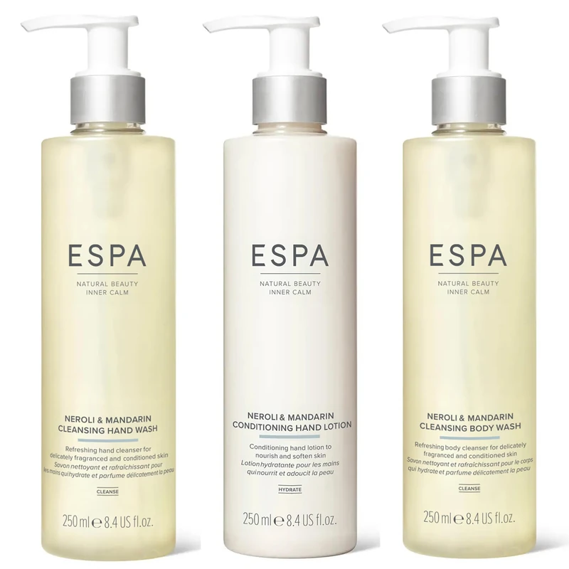 ESPA Neroli & Mandarin Hand & Body Care Collection | Cleansing Hand Wash, Conditioning Hand Lotion & Body Wash Trio | Refreshing, Nourishing & Gently Scented Skincare Gift Set