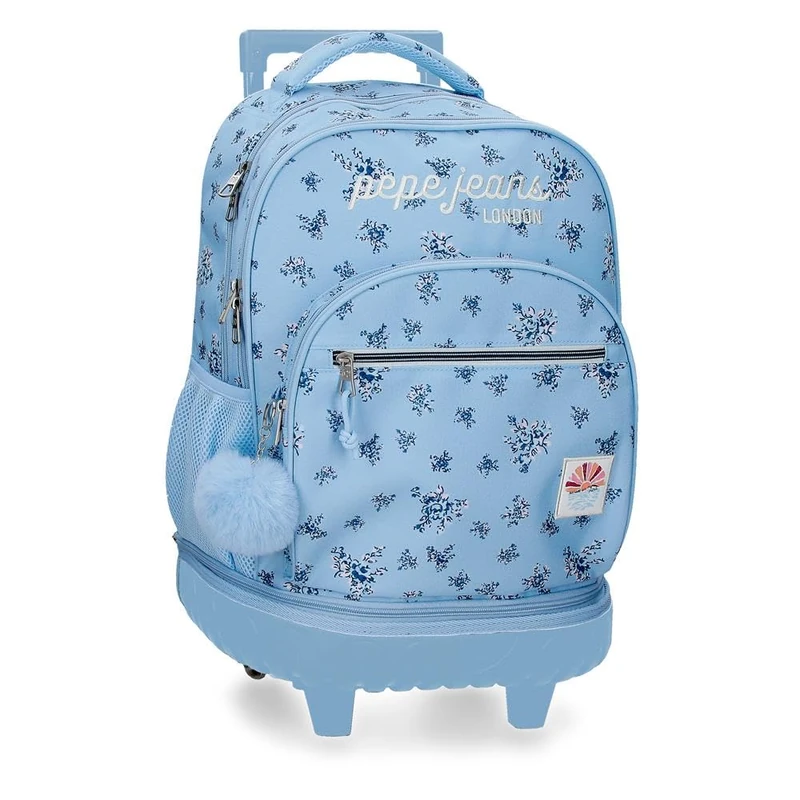 Pepe Jeans Olivia Compact 2-Wheel Backpack Light Blue 32x43x21 cm Polyester 29L by Joumma Bags