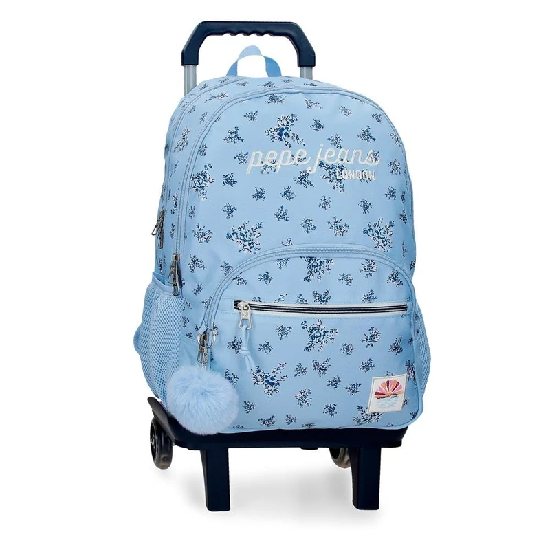 Pepe Jeans Olivia Double Compartment School Backpack with Carriage 10.5" Inches Light Blue 32x44x22 cm Polyester 30.98L by Joumma Bags - Image 1