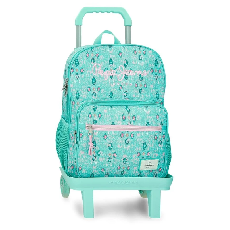Pepe Jeans Sun School Backpack with Trolley Turquoise Green 30x40x13 cm Polyester 15.6L by Joumma Bags