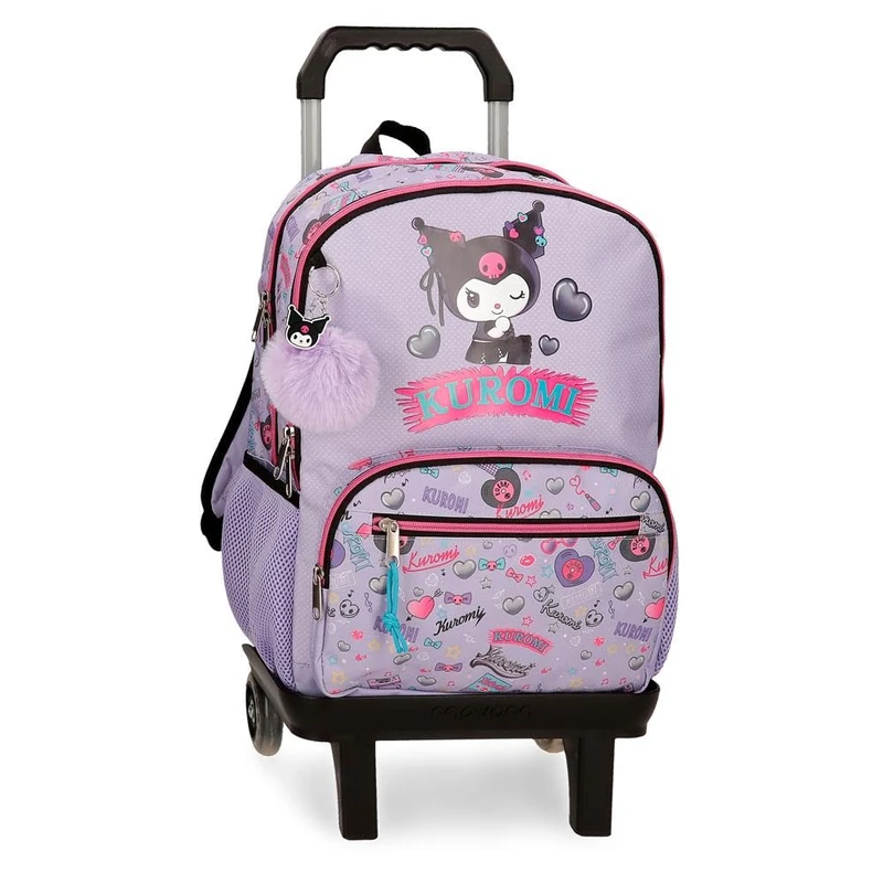 Sanrio Kuromi Retropop Double Compartment School Backpack with Purple Trolley 32x44x17 cm Polyester 24L