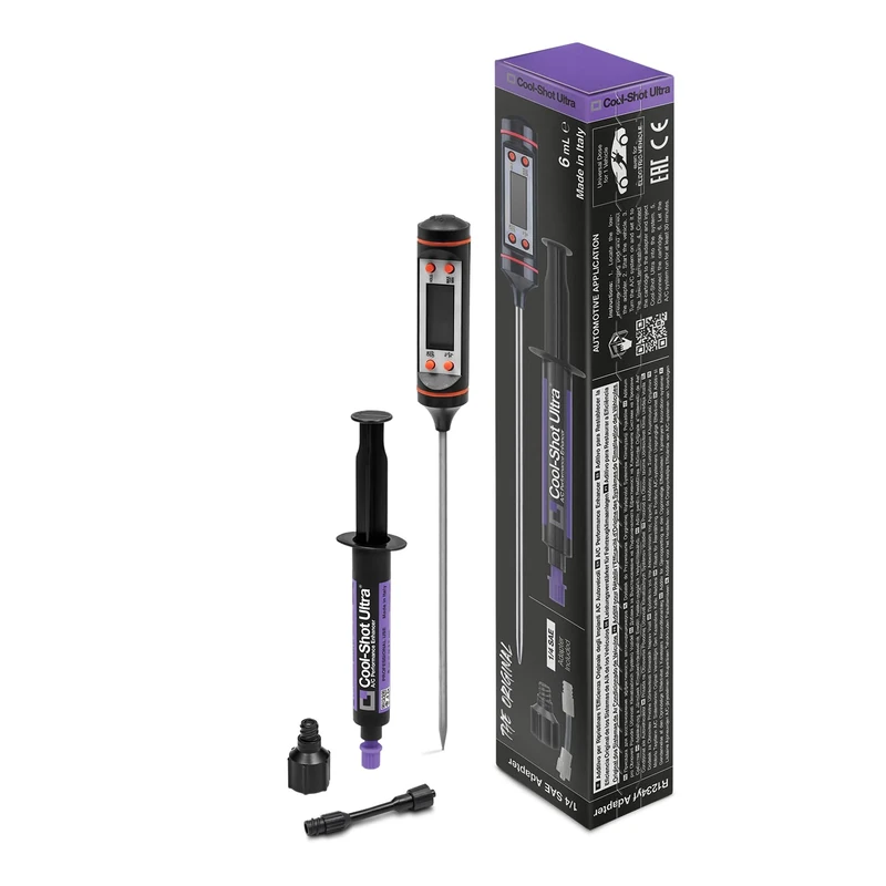 ERRECOM Cool-Shot Ultra Restores Original Air Conditioner Efficiency, Colder Air, 6 mL Cartridge, Includes Reusable Injection System Easy-Inject 1/4 SAE - Image 1