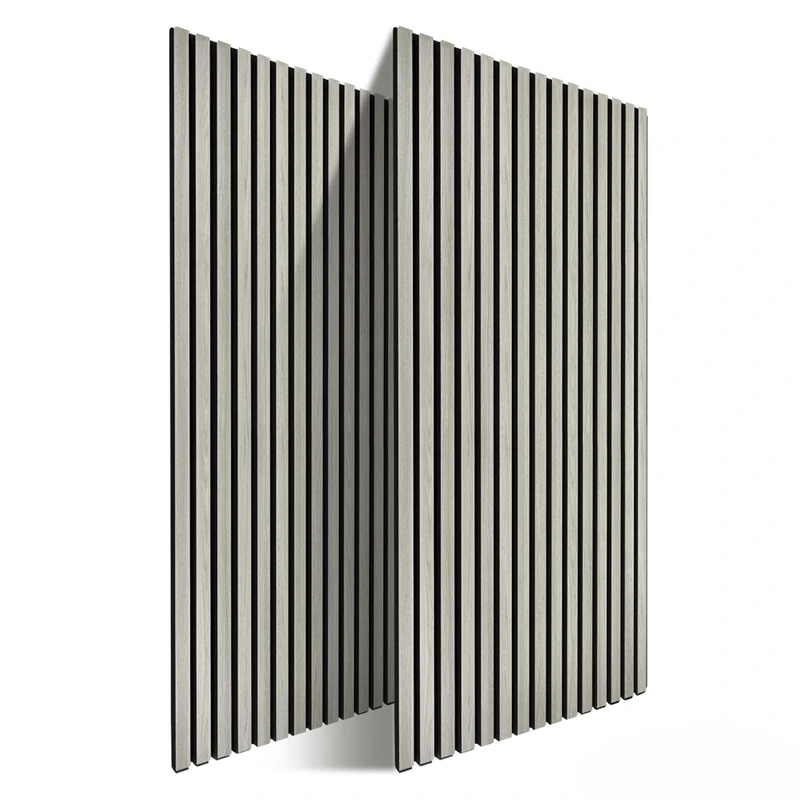 Relaxdays acoustic panels, set of 2, 120 x 60 cm, sound insulation & wall covering, oak veneer, light grey