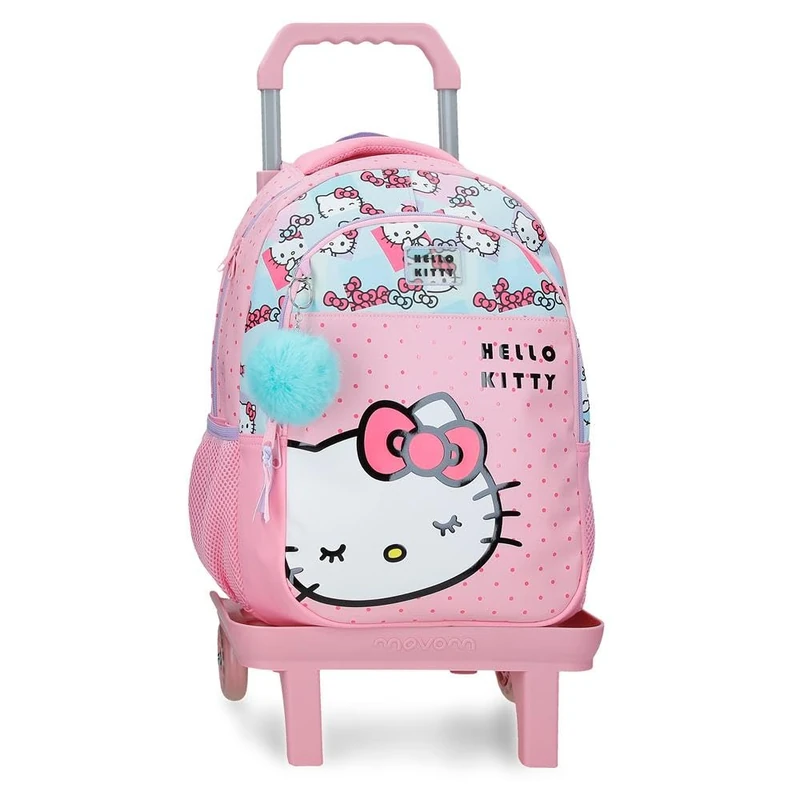 Sanrio Hello Kitty Bows School Backpack with Car 15.6" Inches Pink 28x42x14 cm PVC