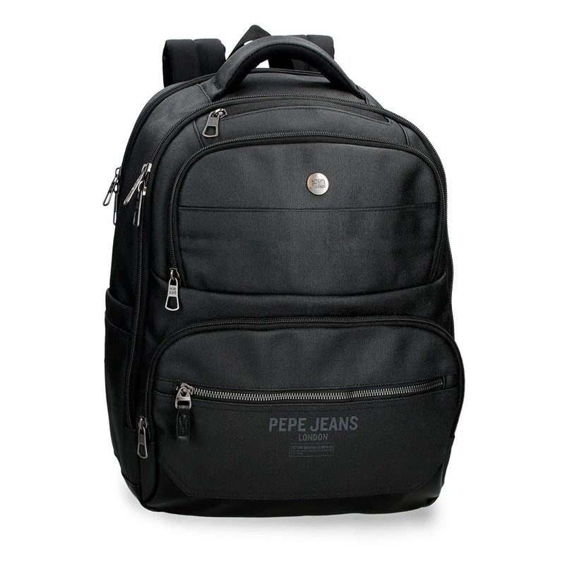 Pepe Jeans Berwick Laptop Backpack 15.6" Inches Black 33x42x17 cm PU and Polyester 23.56L by Joumma Bags