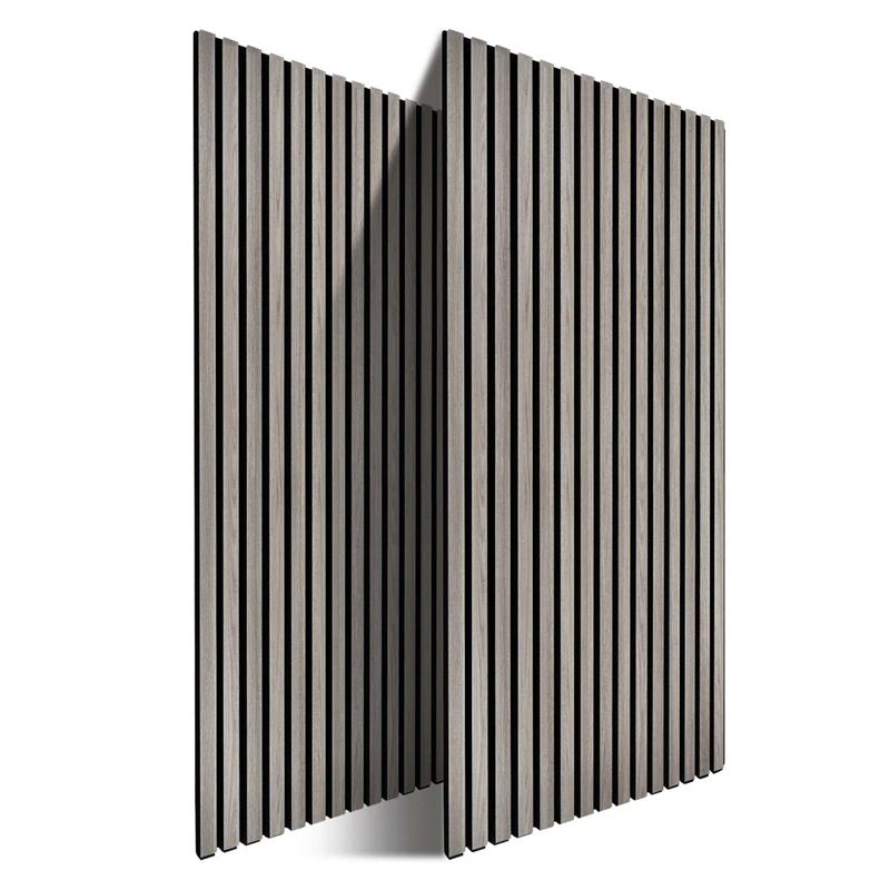 Relaxdays acoustic panels, set of 2, 120 x 60 cm, sound-absorbing wall panels, oak veneer, dark grey - Image 1