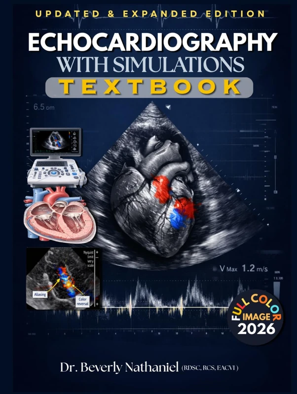ECHOCARDIOGRAPHY WITH SIMULATIONS TEXTBOOK: Mastering Cardiac Ultrasound from Image Acquisition to Clinical Interpretation. A Structured Guide to Doppler, Pathology, Reporting, and Simulation Cases - Image 1
