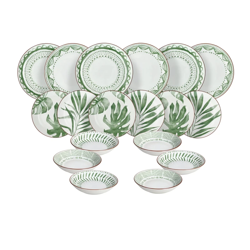 Tognana Rio Verde 18-Piece Porcelain Crockery Set for 6 People, Green