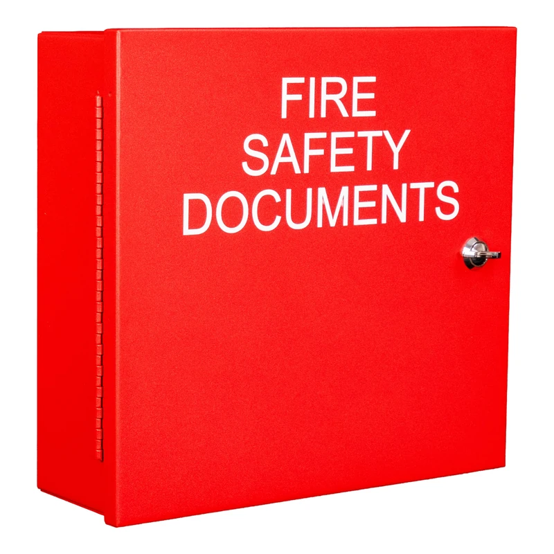 Small Document Box, STI-EM1212FSD - Safety Technology International, Square Small Metal Document Box, Red, 12 inches x 12 inches x 4 inches - Image 1