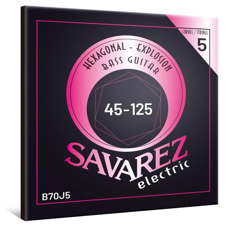Savarez Hexagonal Explosion - Electric Bass Strings - Bass Guitar Strings - 5-String Set - Nickel-Plated Steel Winding - B70J5 Medium - .045-.125