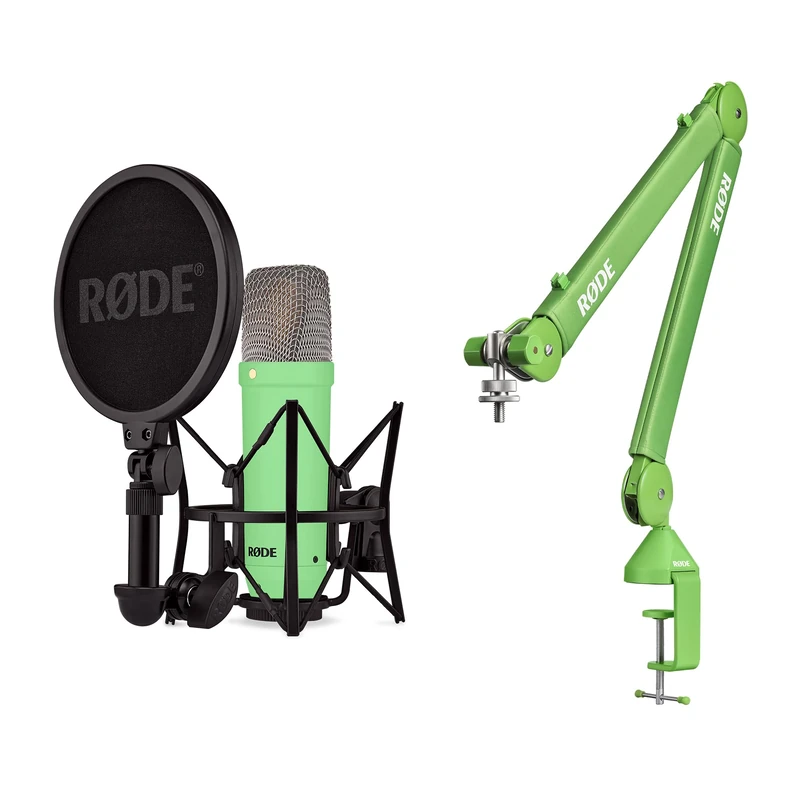 RØDE NT1 Signature Series Condenser Microphone + PSA1+ Studio Arm Bundle – Professional Recording Kit for Vocals, Streaming & Podcasting (Green)
