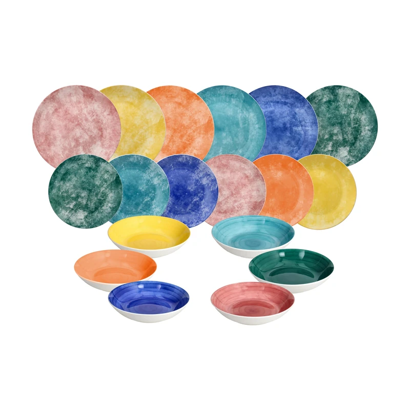 Tognana Fiesta 18-Piece Dinner Set for 6, Porcelain, Multi-Colour - Image 1