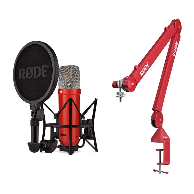 RØDE NT1 Signature Series Condenser Microphone + PSA1+ Studio Arm Bundle – Professional Recording Kit for Vocals, Streaming & Podcasting (Red) - Image 1