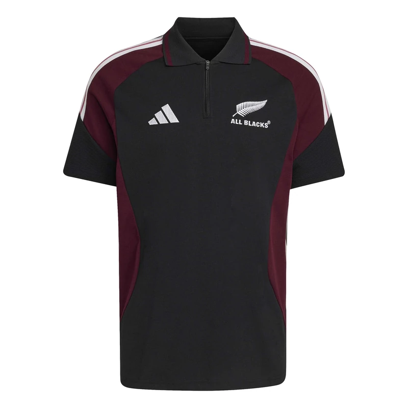 adidas Men's All Blacks Training Polo Shirt, All Black/Maroon, XL