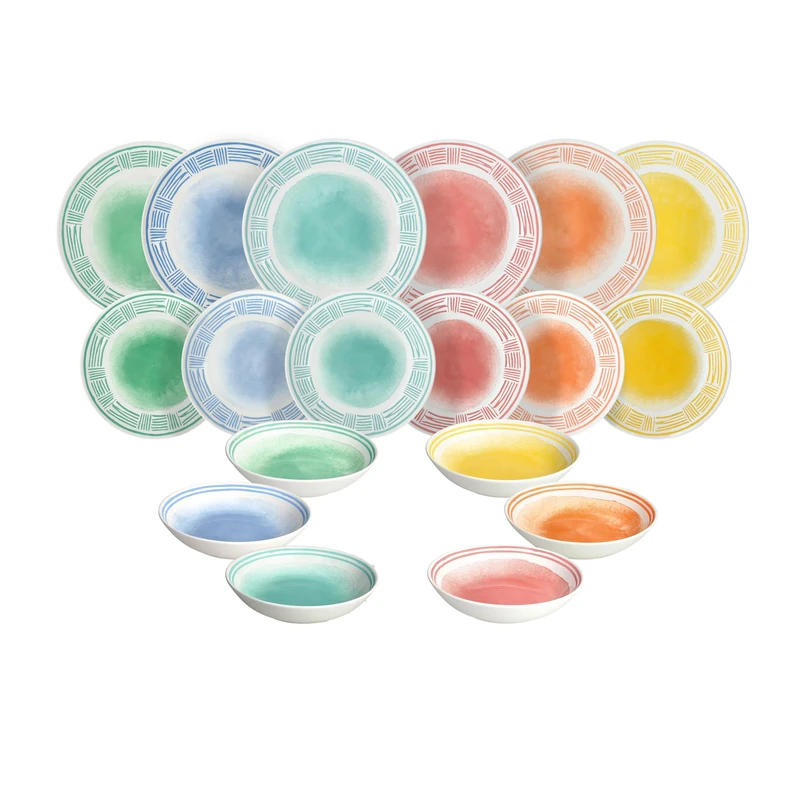 Tognana Sorbetto Dinner Service for 6 People 18-Piece Porcelain, Multi-Colour - Image 1