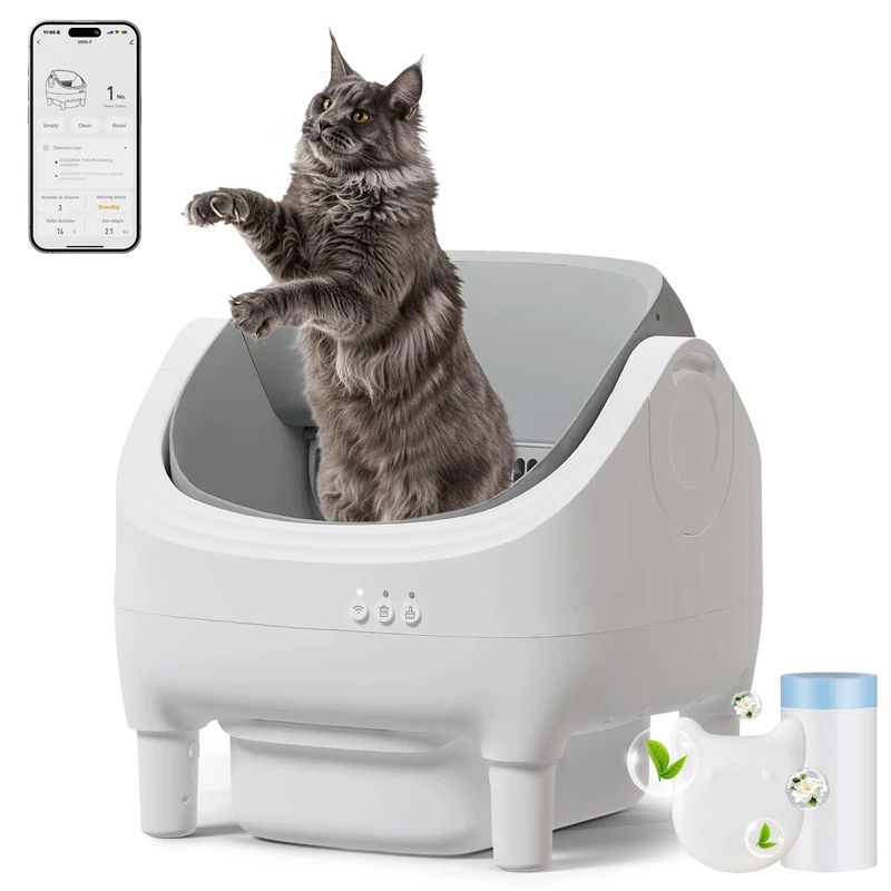 JUMMICO automatic self cleaning cat litter tray，12L self cleaning automatic cat litter tray