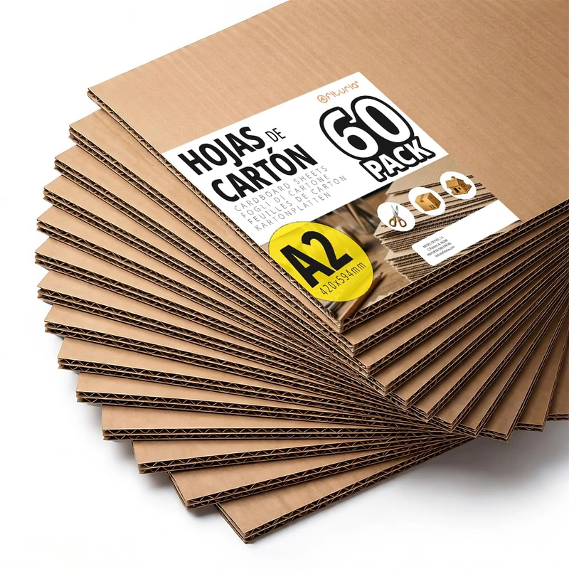 60 Sheets of Rigid Cardboard Sheets for Hobbies and Architectural Projects, Packaging and Shipping Protection, Thickness 1-2 mm, A2 Size (420 x 594 mm), 60 Pieces - Ofituria (A2, 60 Pieces) - Image 1