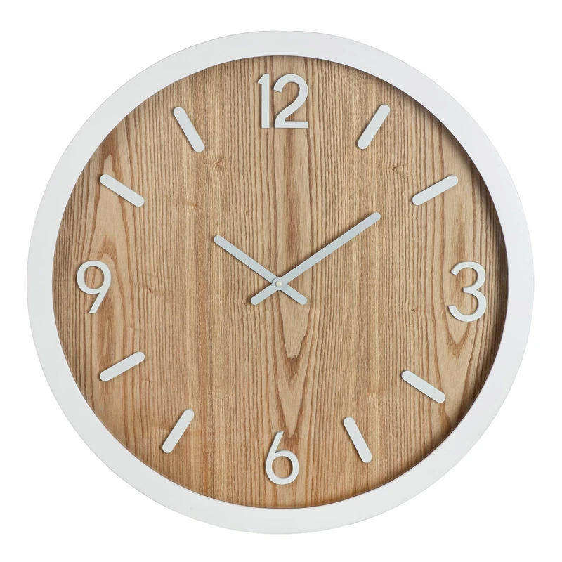 GILDE Arlington Wall Clock Round Diameter 60 cm Brown Matt MDF Simple Number Clock