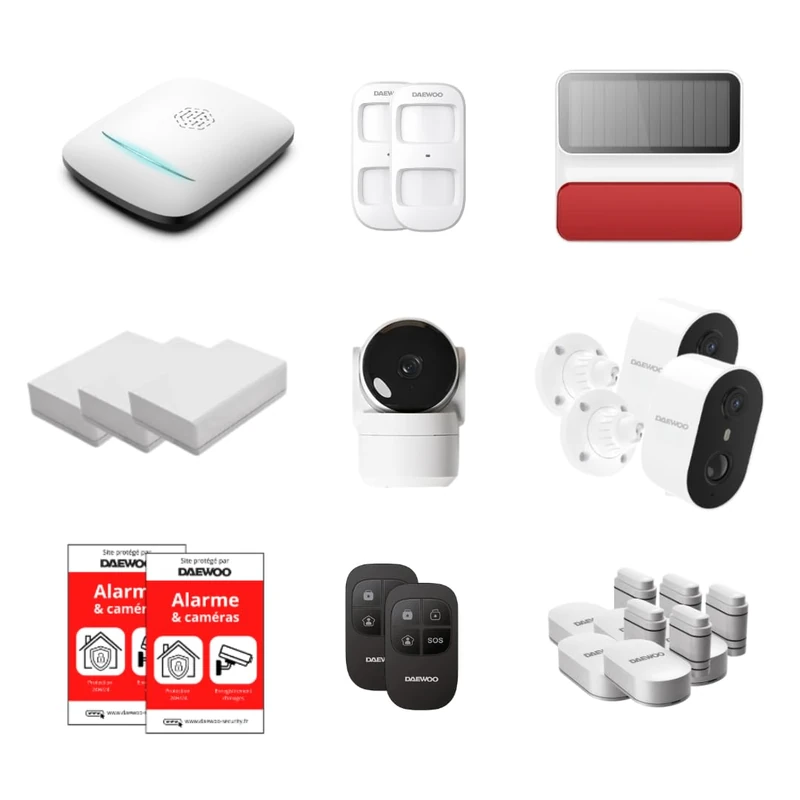 Daewoo Security - PA554Z WiFi & GSM Smart Home Alarm Pack - Wireless security system with 2 outdoor cameras, indoor camera, solar siren, Zigbee detectors - without subscription