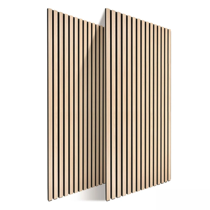 Relaxdays acoustic panels, set of 2, 120 x 60 cm, sound absorption & wall panelling, oak veneer, light brown - Image 1
