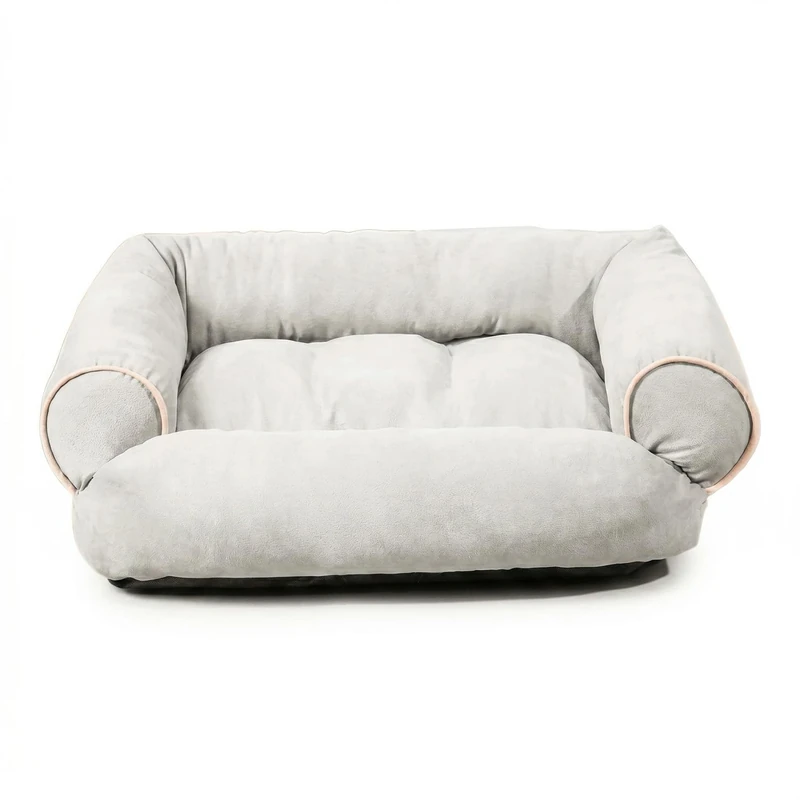 Wintem - XXL Light Grey Sofa for Dogs Soft with Raised Edges, Internal Stress Relief Kennel for Dogs and Cats, Head and Neck Support, Daily Use, Elegant Design and Washable - Image 1
