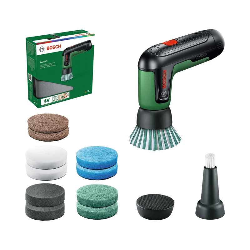 Bosch TAYDO (UniversalBrush 4V) Cordless Electric Brushes (1x brush, 1x detailed brush, 1x pad holder, 10x pad set, soft bag)