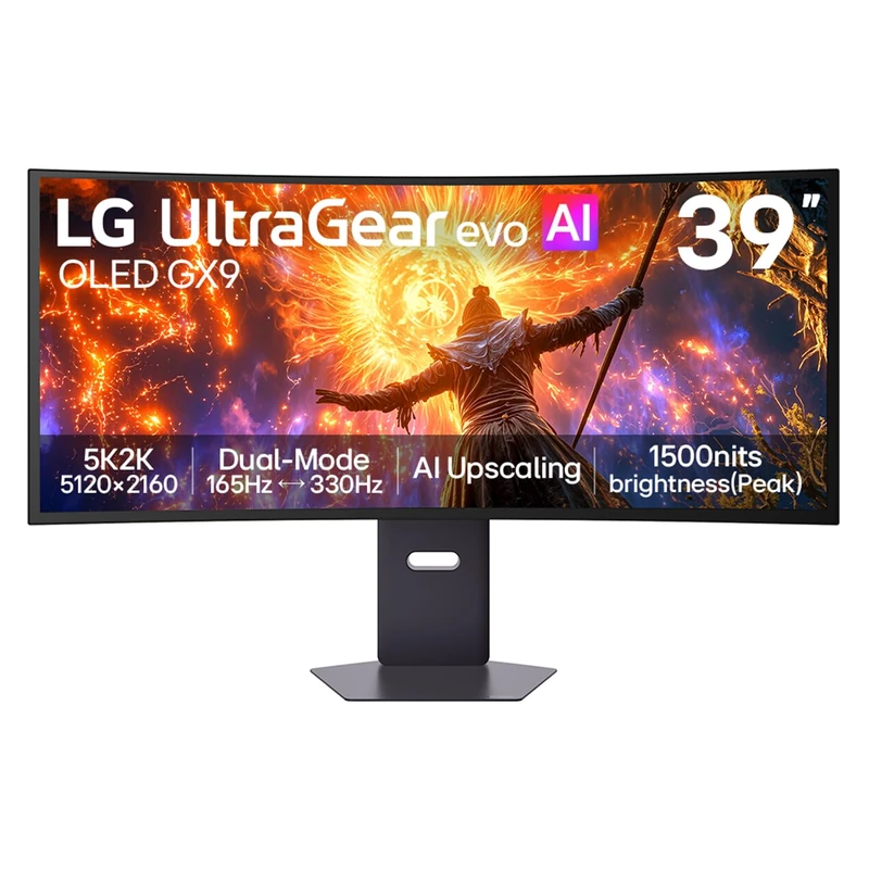 LG UltraGear evo GX9, 39 Inch 5K2K Tandem OLED Curved Gaming Monitor 39GX950B, Dual mode 165Hz - 330Hz, 0.03ms Response Time, HDR 500, FreeSync Premium Pro, DP 2.1, HDMI 2.1, USB-C