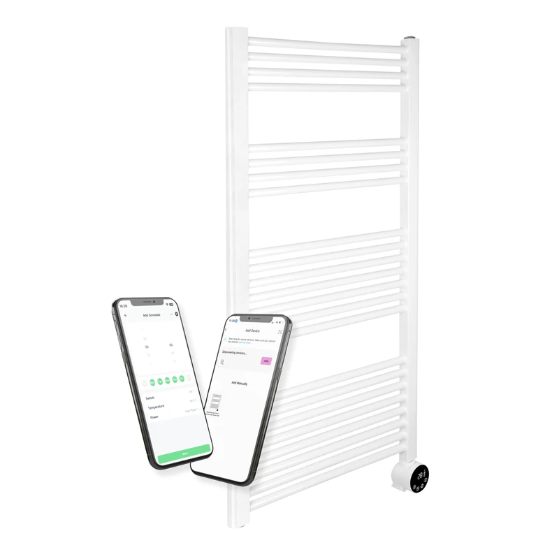 Masterplug Smart Electric Heated Towel Radiator/Rail with Remote for Bathrooms, Wi-Fi App Control, LED Display, Touch Control, Timer Function, Wall Mounted, SmartEnergy, White, 1000W, TWL100W125 - Image 1