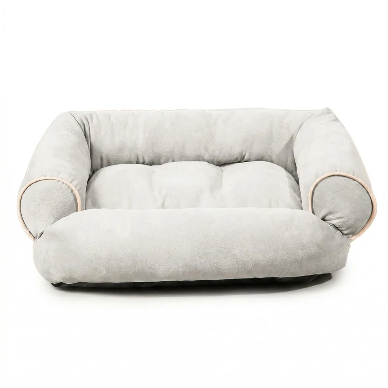 Wintem - 4XL Light Grey Sofa for Dogs Soft with Raised Edges, Internal Stress Relief Kennel for Dogs and Cats, Head and Neck Support, Daily Use, Elegant Design and Washable