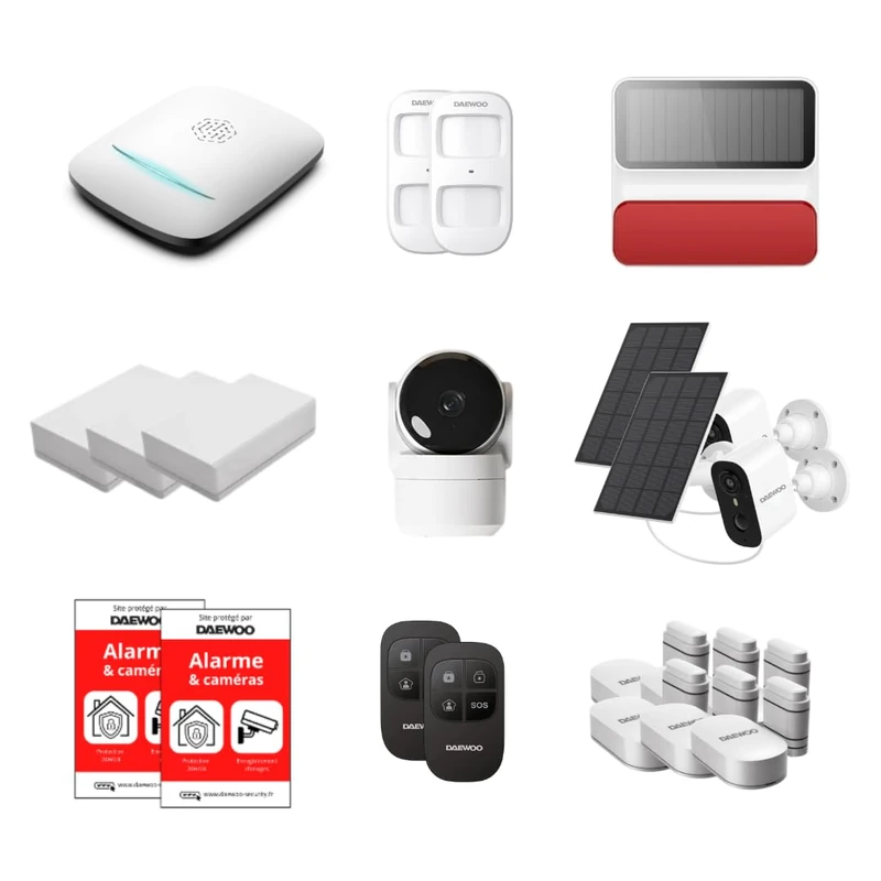 Daewoo Security - WiFi & GSM Smart Home Alarm Pack PA555Z – Wireless Security System with 2 Solar Outdoor Cameras, Indoor Camera, Siren, Zigbee Detectors – without Subscription