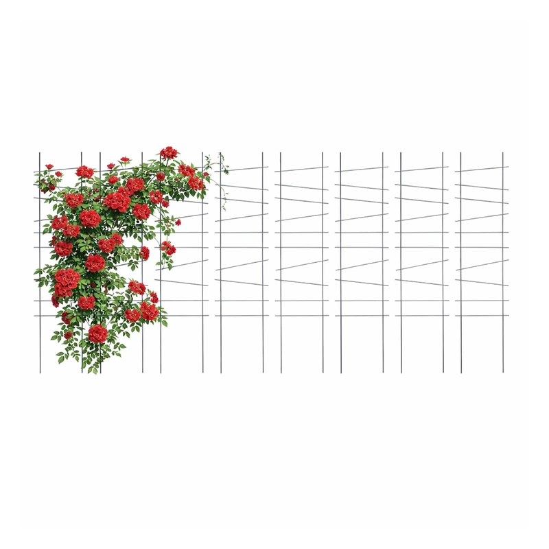 Relaxdays Rose trellis, set of 8, HxW: 115 x 28 cm, metal, support for climbing plants, garden & containers, black