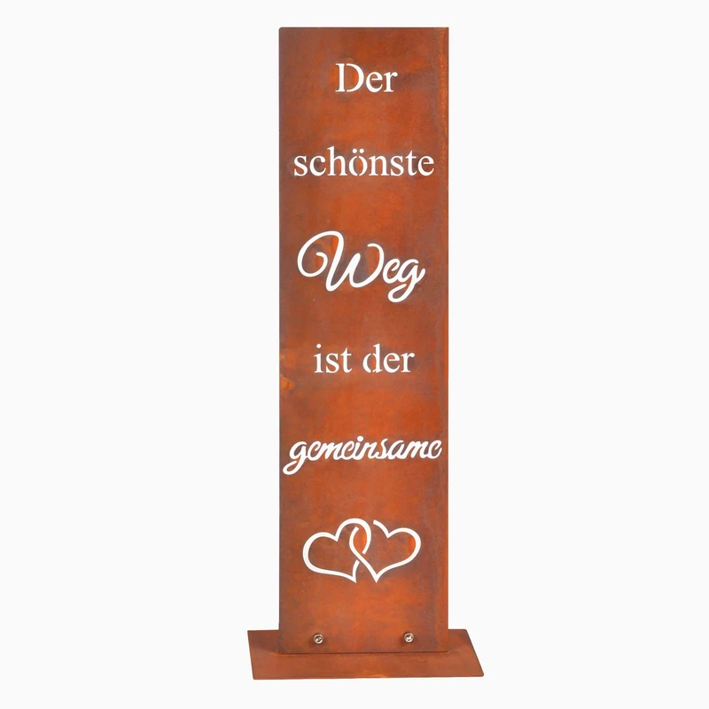 Relaxdays garden decoration rust-effect 'Most beautiful path', HxWxD 55x20x15 cm, Corten steel, outdoor sign, brown