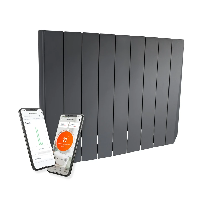 Masterplug Smart Oil-Filled Radiator, Electric Heater, Energy Saving, Wi-Fi App Control, LCD Display, Timer, Child Lock, Wall-Mounted, SmartEnergy Comfort, Grey, 1500W, OILW150G8UK