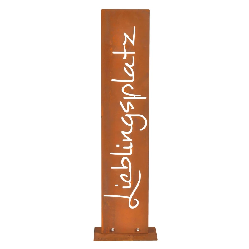 Relaxdays Garden Sign Rust Effect, Favourite Place, HxWxD: 71 x 20 x 15 cm, Corten Steel, Outdoor, Brown