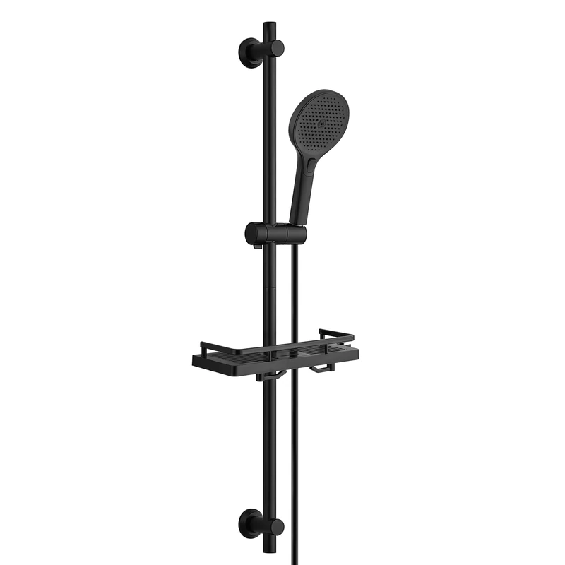 Görbach Shower Rail with 3-Jet Shower, Shower Rod, 100 cm Black