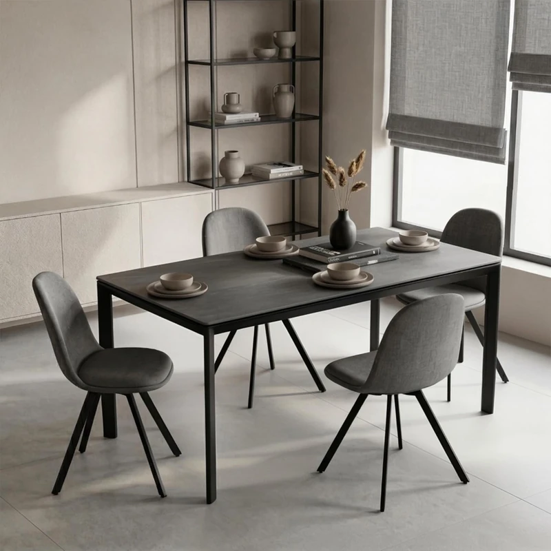 MEUBLE COSY Dining Chairs Set of 4 Upholstered Swivel Kitchen Chair with Fabric Rotating Seat for Dressing Lounge Living Room Bedroom Home Office, Metal Legs, Grey