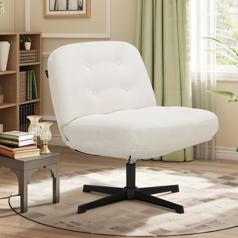 COLAMY 360° Swivel Home Office Chair – Thick Padded Corduroy Desk Chair with Metal Base, Modern Comfortable Computer Chair for Study or Living Room