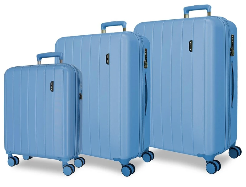 Movom Wood Denim Luggage Set 53x78x31 cm Rigid ABS Integrated TSA Closure 217L 11.4kg 4 Double Wheels Extendable Hand Luggage