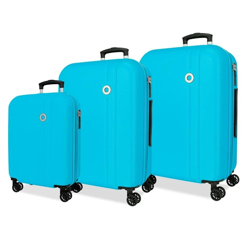 Roll Road Menorca Luggage Set Turquoise Green 52 x 75 x 27 cm Rigid ABS Combination Lock Integrated 188L 10.4 kg 4 Double Wheels Extendable Hand Luggage