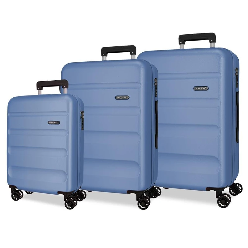 Roll Road Flex Denim Luggage Set 52x75x30 cm Rigid ABS Side Combination Closure 186L 9.5 kg 4 Double Wheels Hand Luggage