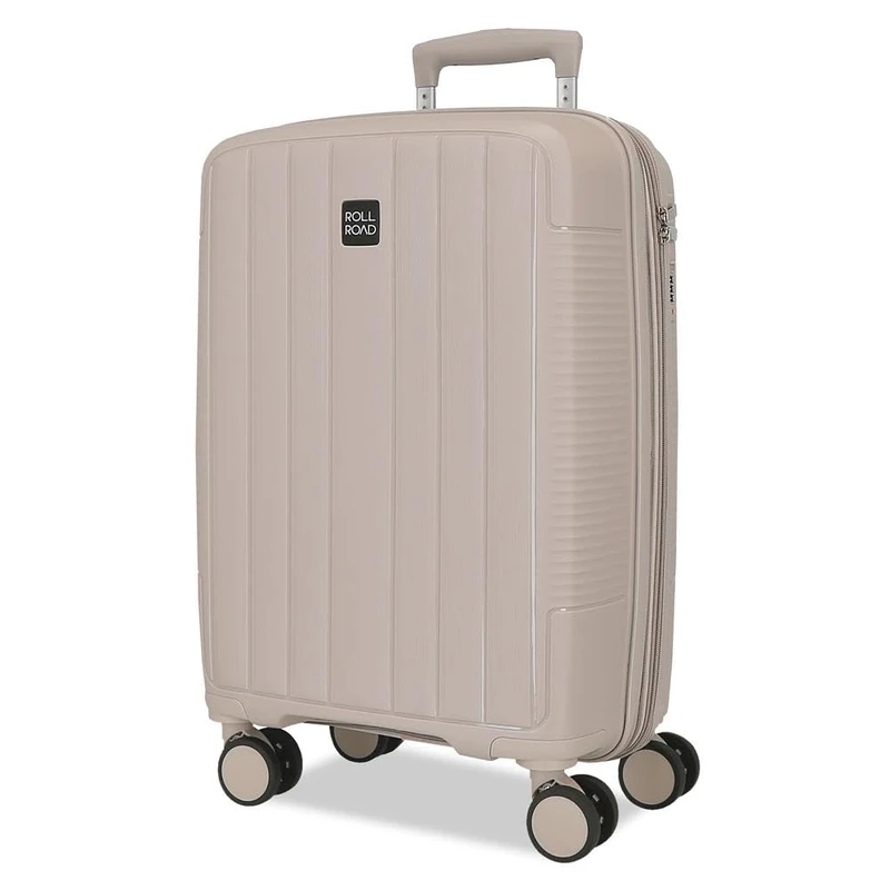 ROLL ROAD Joumma Acadia Champagne Cabin Suitcase 35x55x22 cm Rigid Polypropylene Integrated Combination Padlock 38L 2.6kg 4 Double Wheels Extendable Hand Luggage