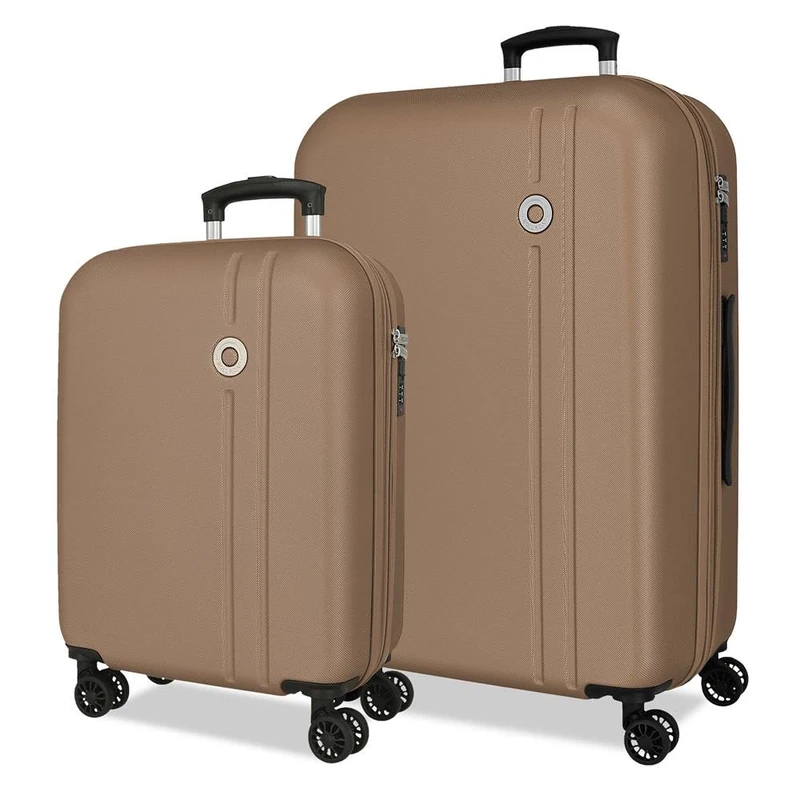 Roll Road Menorca Champagne Luggage Set 46x65x24 cm Rigid ABS Integrated Combination Lock 91L 6.05kg 4 Double Wheels Extendable Hand Luggage